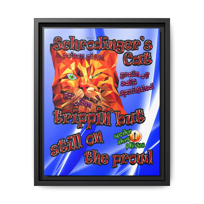 schrodinger's cat - framed canvas art (blue-white wave)