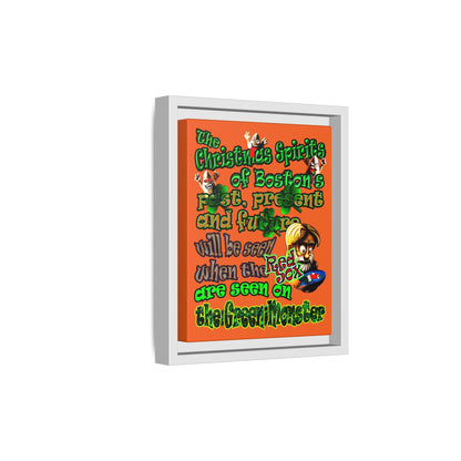 christmas spirits of boston - framed canvas art (orange)