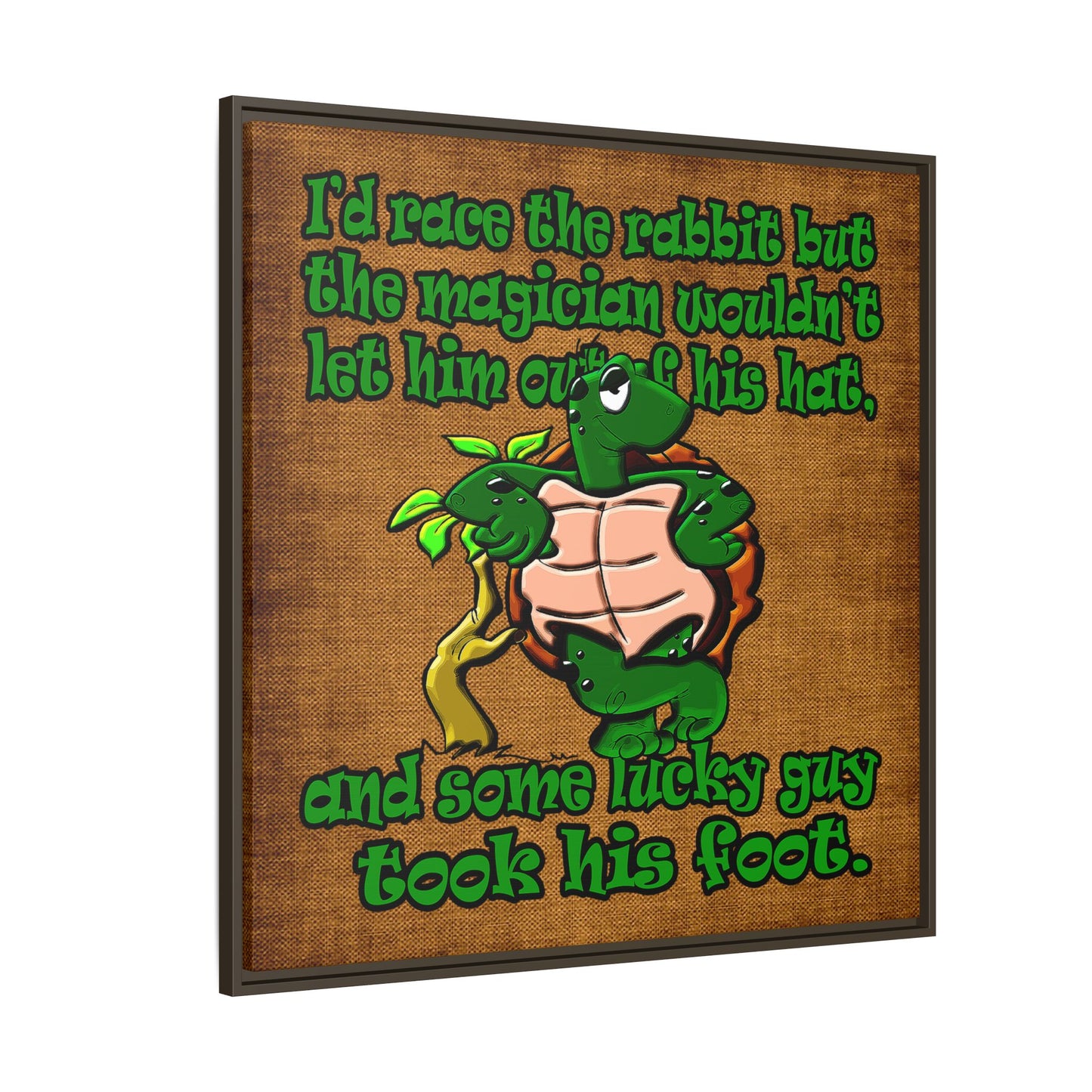 turtle race - framed canvas art (brown papyrus)