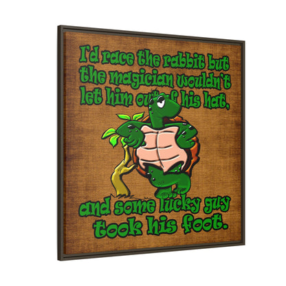 turtle race - framed canvas art (brown papyrus)