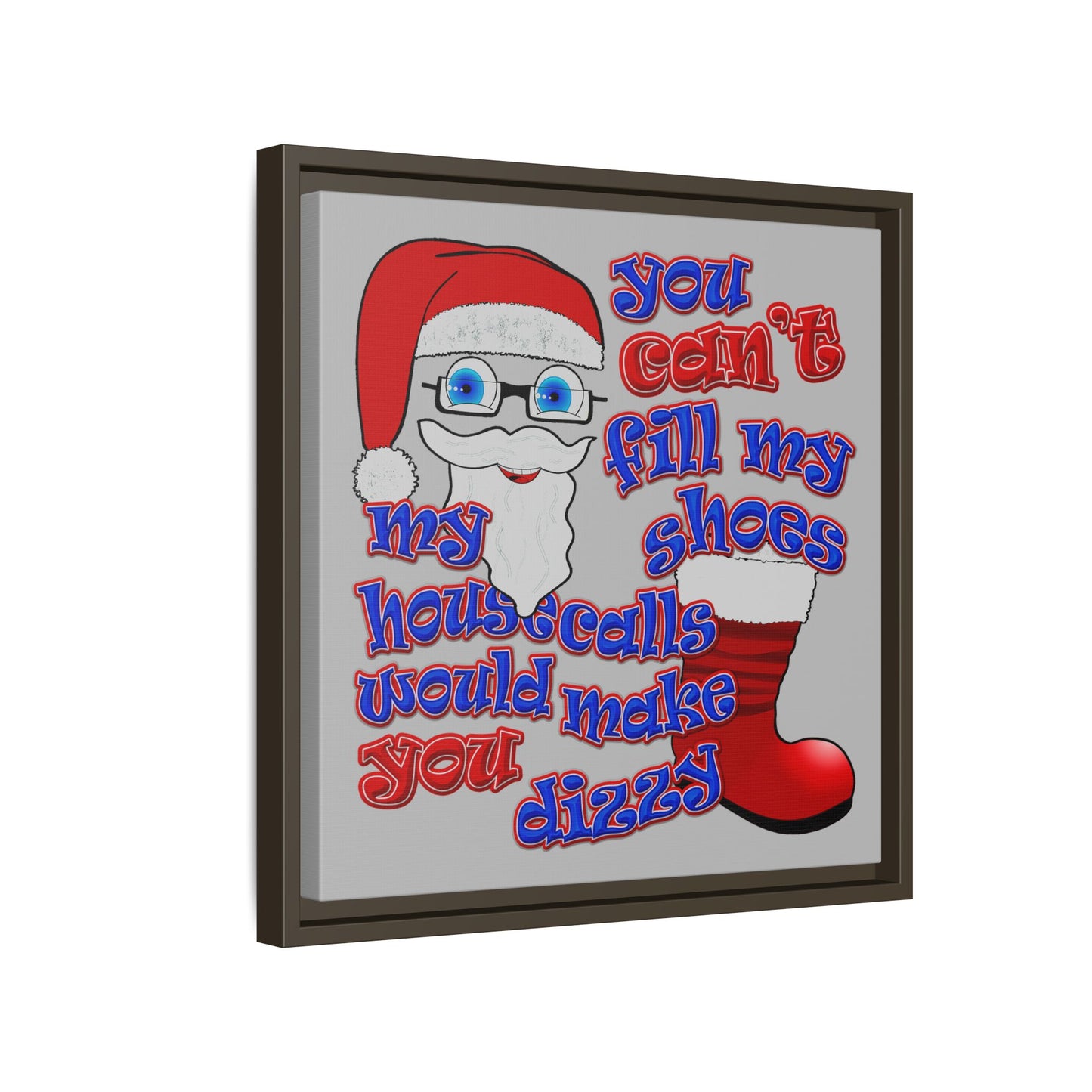santa's shoes - framed canvas art (light grey)