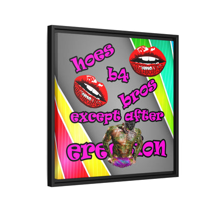 hoes b4 bros - framed canvas art (rainbow split)