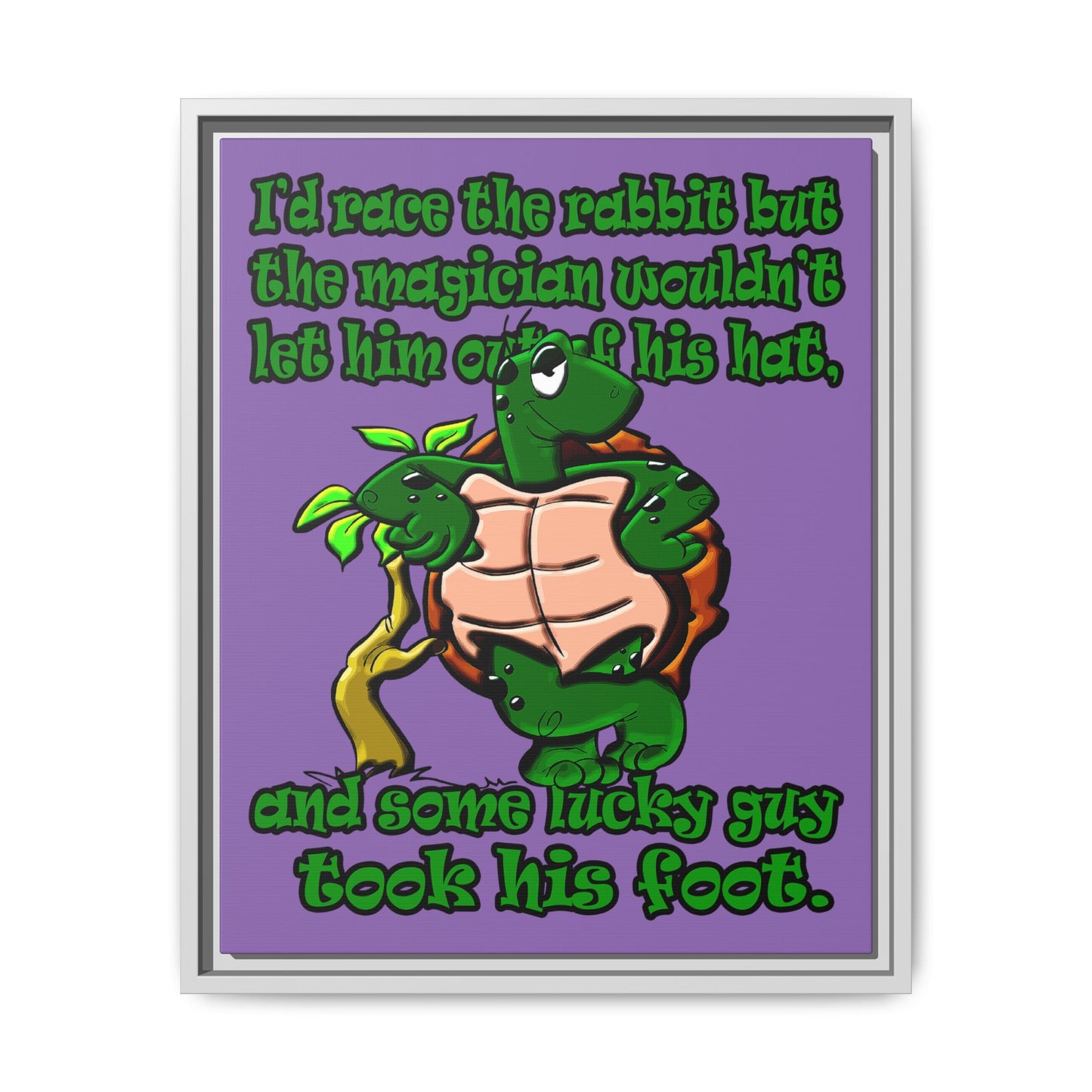 turtle race - framed canvas art (light purple)
