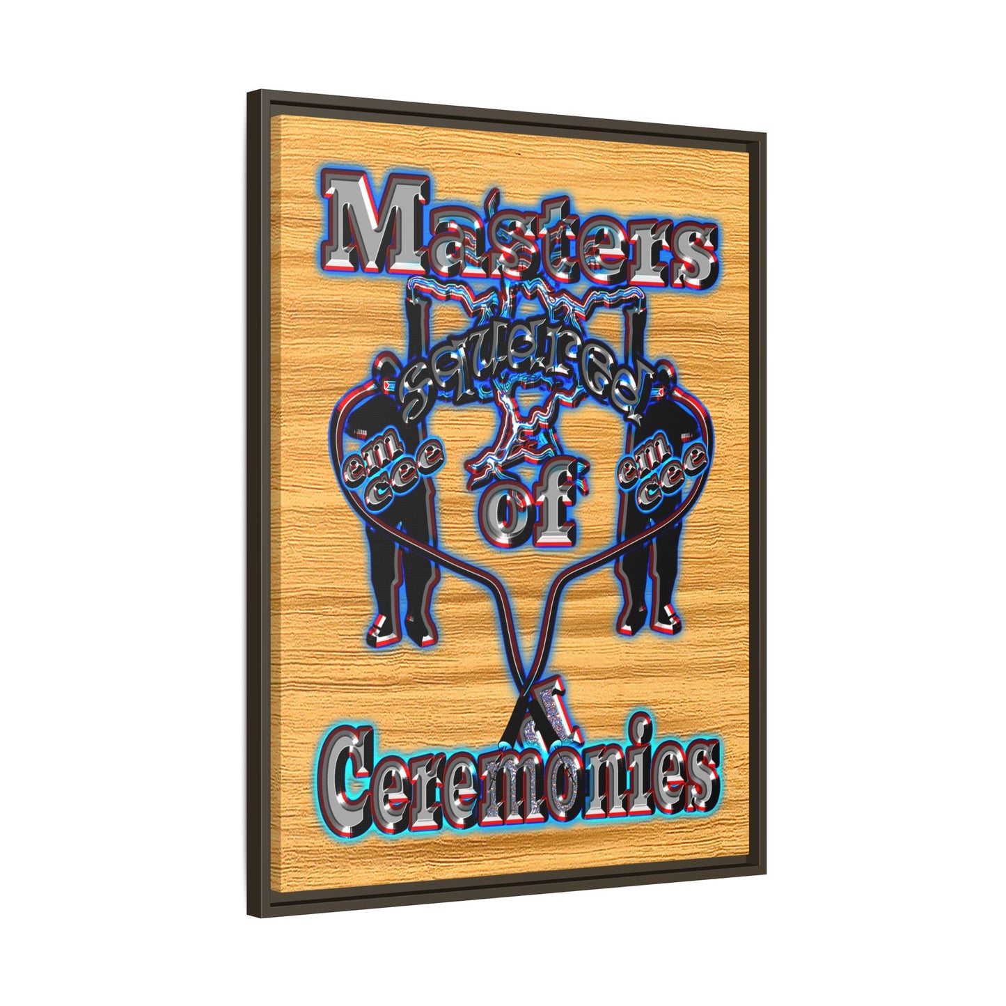 em cee squared - framed canvas art (butterscotch wood finish)