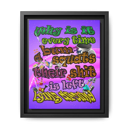 the bum's shit - framed canvas art (purple-pink wave)
