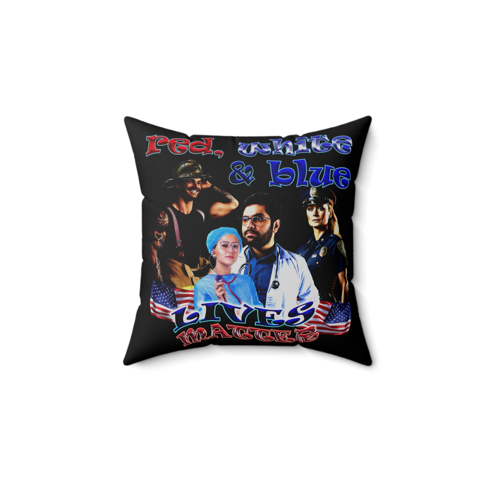 rw&b lives matter - Spun Polyester Square Pillow - (black)
