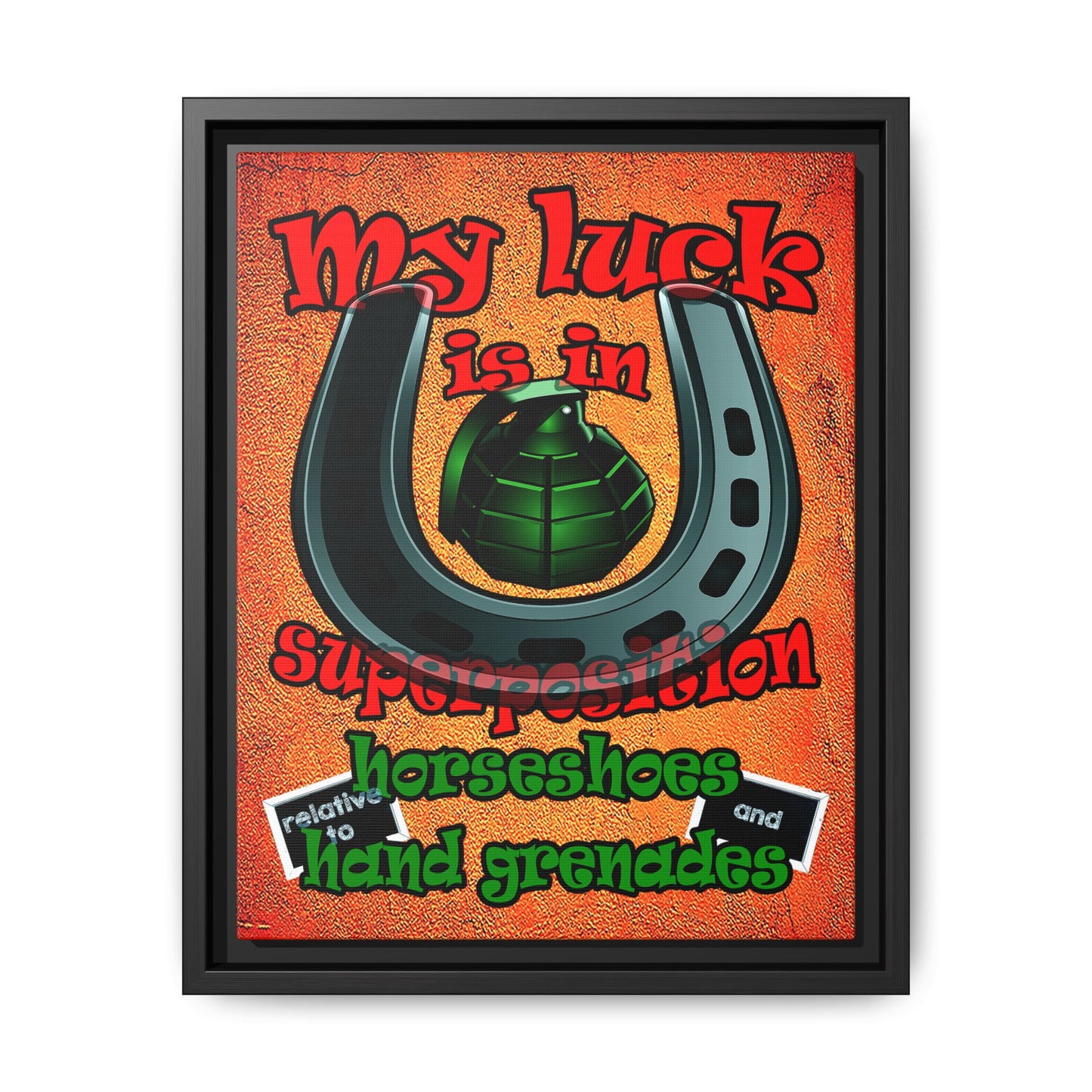 my luck - framed canvas art (burnt orange)