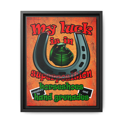 my luck - framed canvas art (burnt orange)