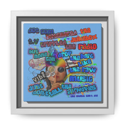 drop the beat - framed canvas art (light blue)