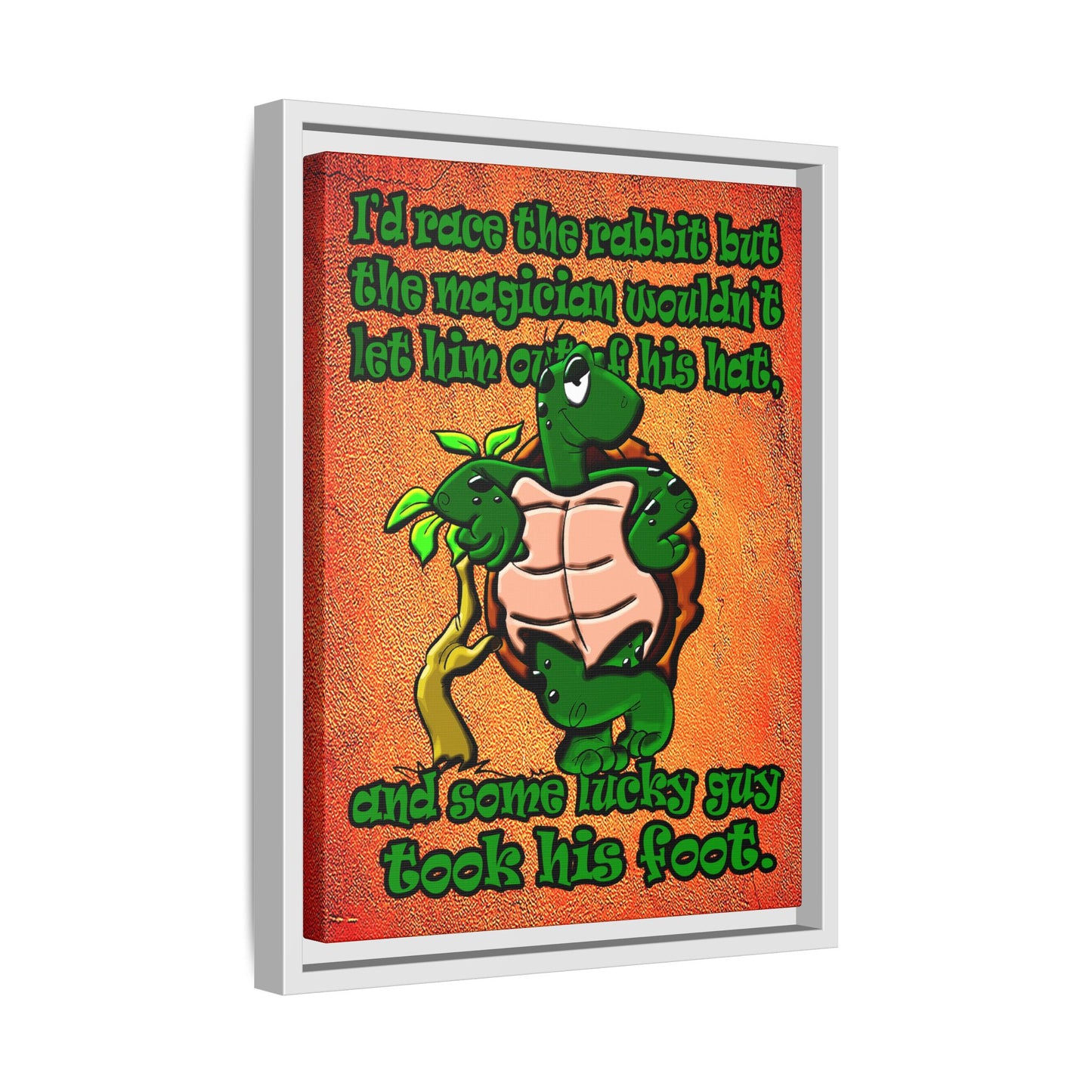 turtle race - framed canvas art (burnt orange)