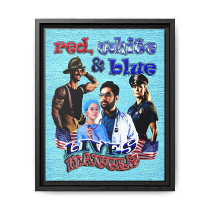 rw&b lives matter - framed canvas art (faded blue)