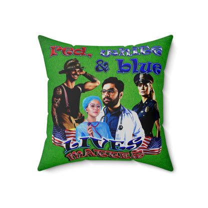 rw&b lives matter - Spun Polyester Square Pillow - (green turf)