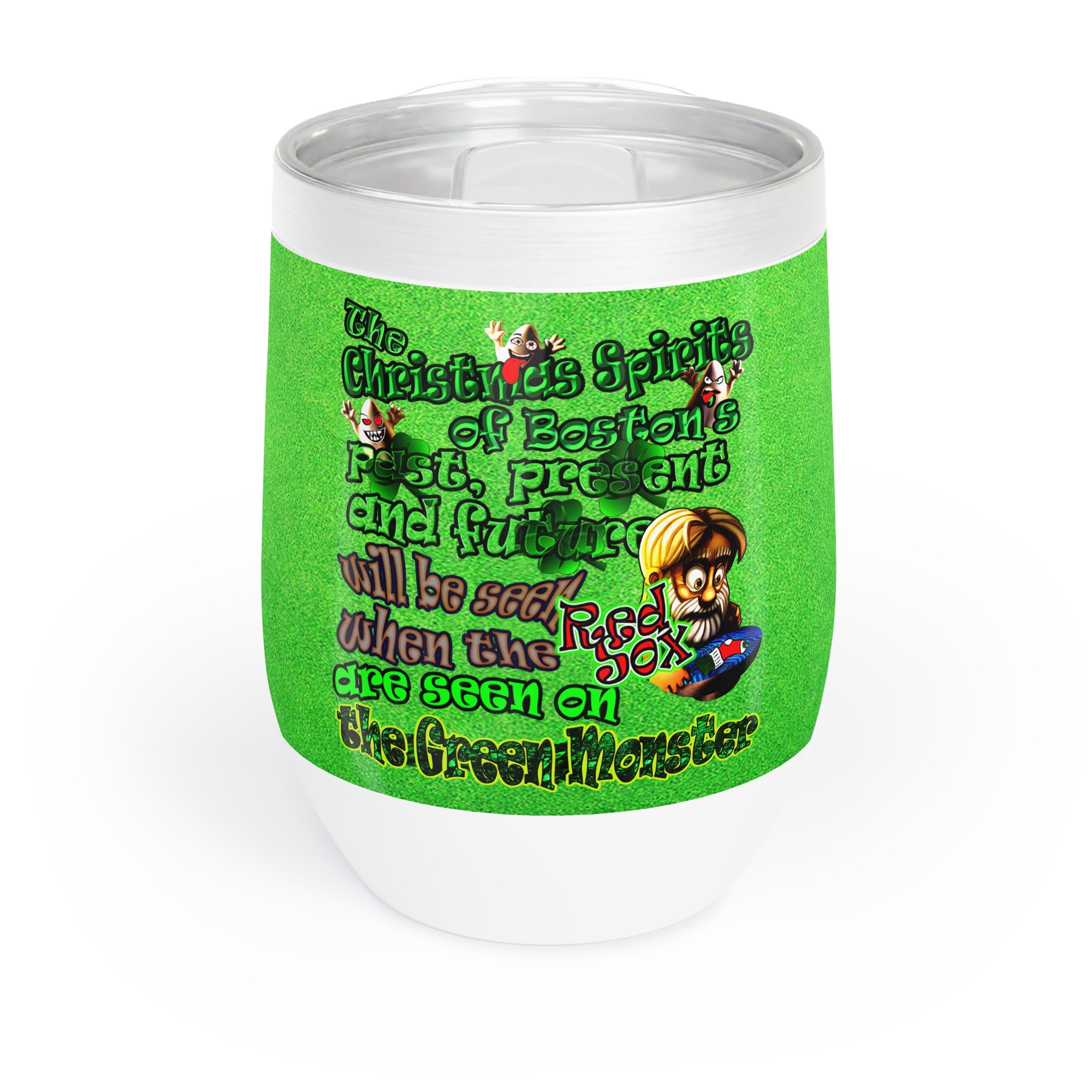 christmas spirits of boston - Chill Wine Tumbler (green turf)