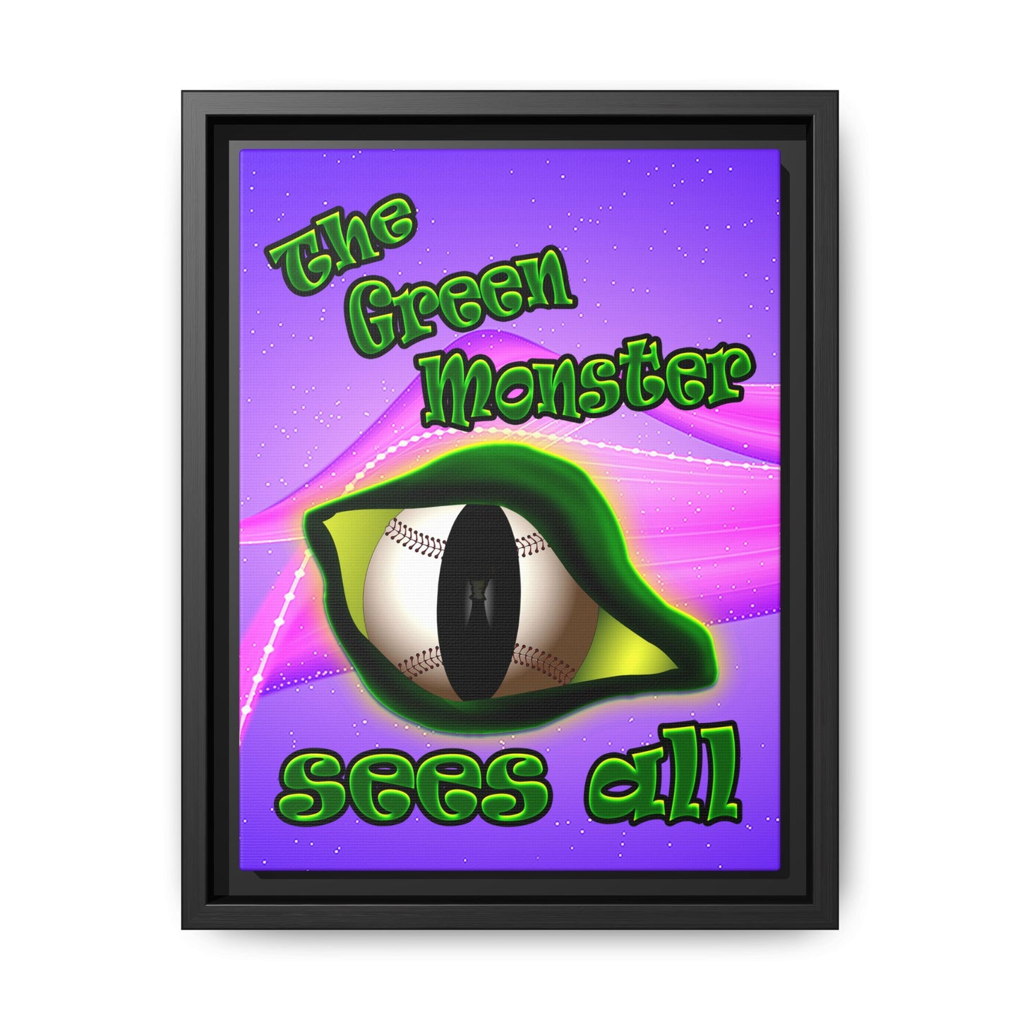 green monster - framed canvas art (purple-pink wave)