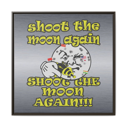 shoot the moon again - framed canvas art (brushed nickel)