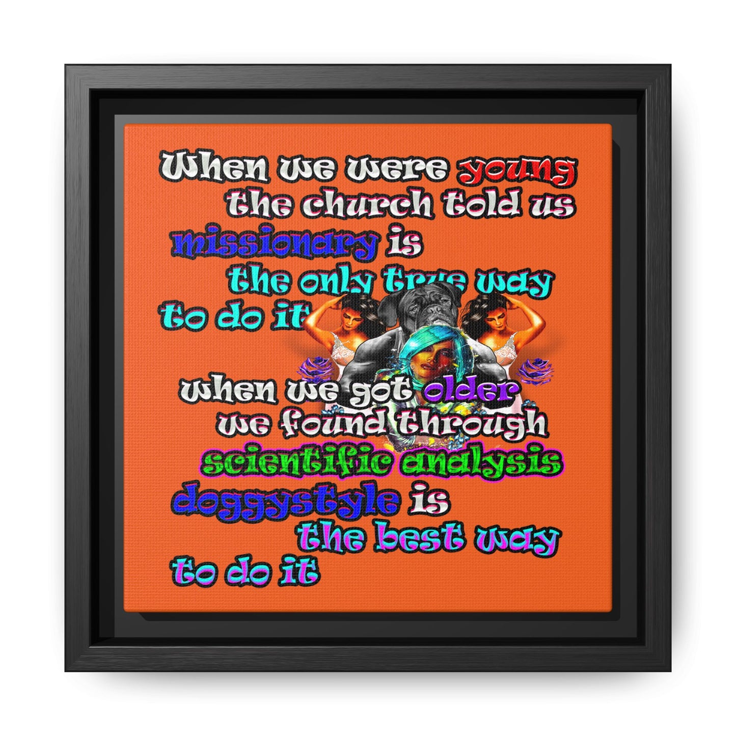 doggystyle - framed canvas art (orange)