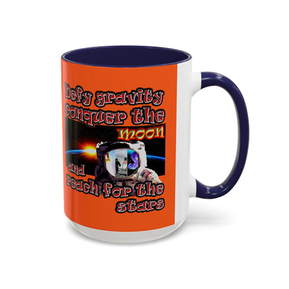 defy conquer reach - Accent Mug (orange)