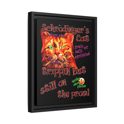 schrodinger's cat - framed canvas art (black)