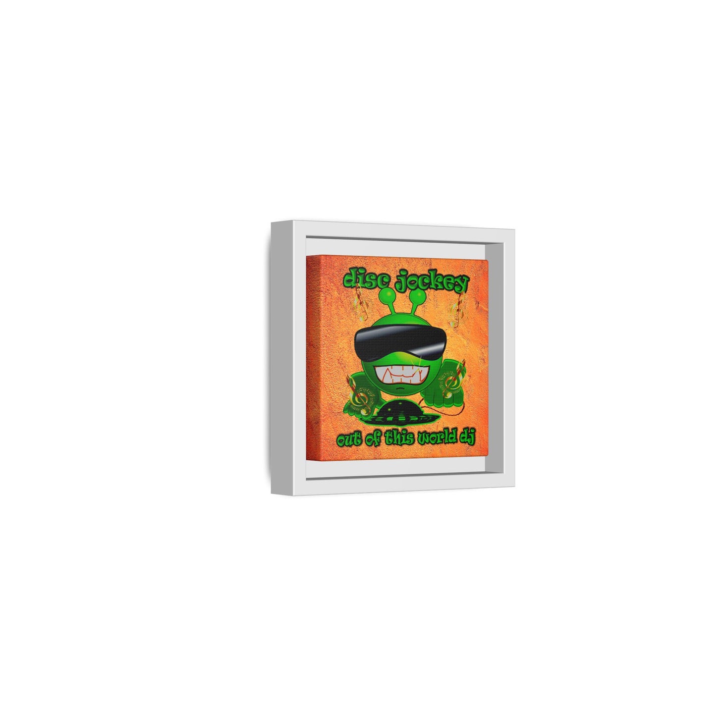 disc jockey - framed canvas art (burnt orange)