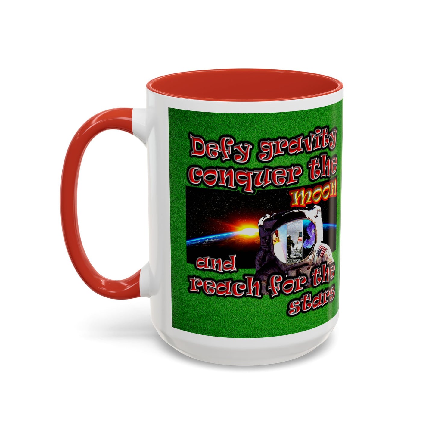 defy conquer reach - Accent Mug (green turf)