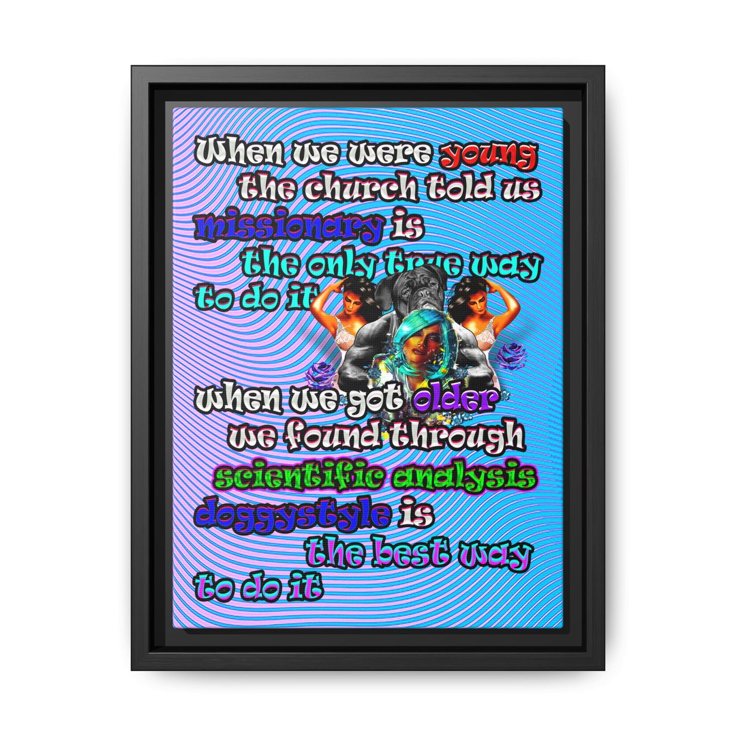 doggystyle - framed canvas art (light blue-purple wave)