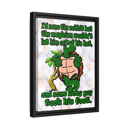 turtle race - framed canvas art (white marble)