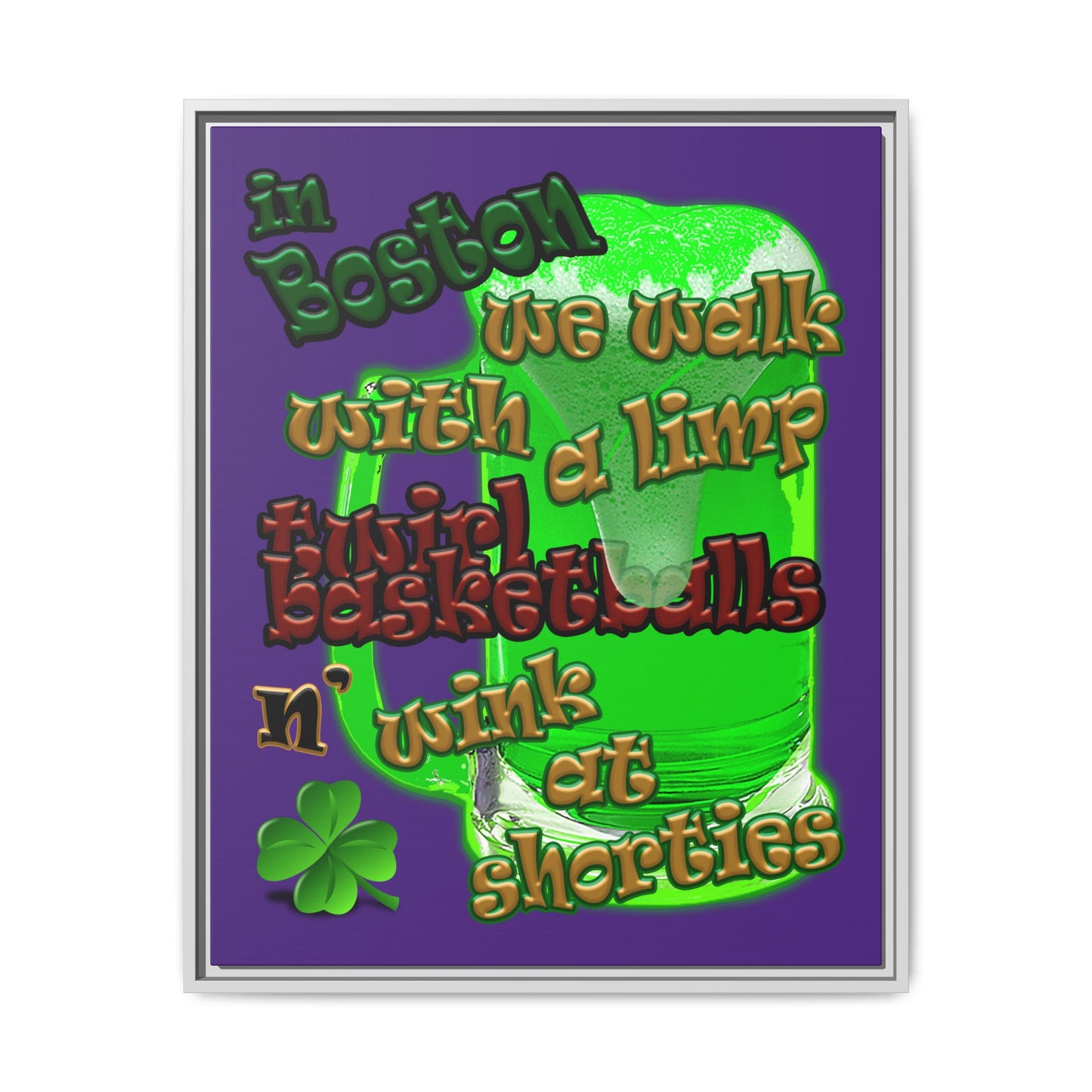 celtics logo - framed canvas art (purple)