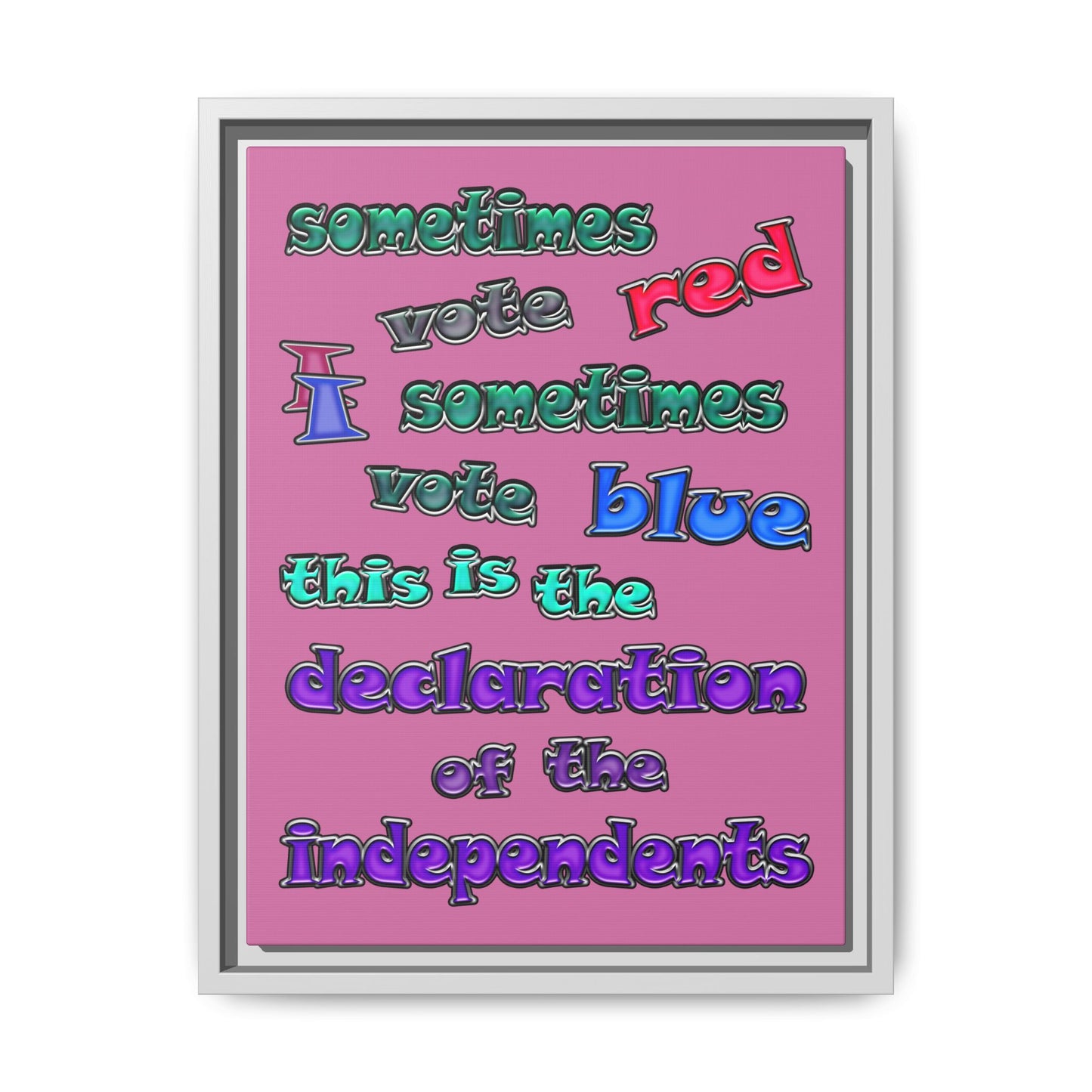 declaration of the independents - framed canvas art (light pink)