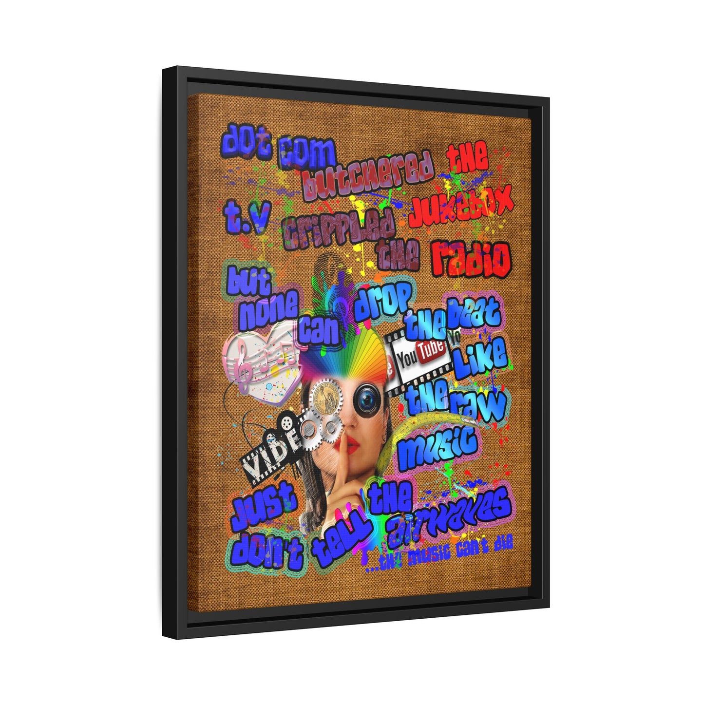 drop the beat - framed canvas art (brown papyrus)