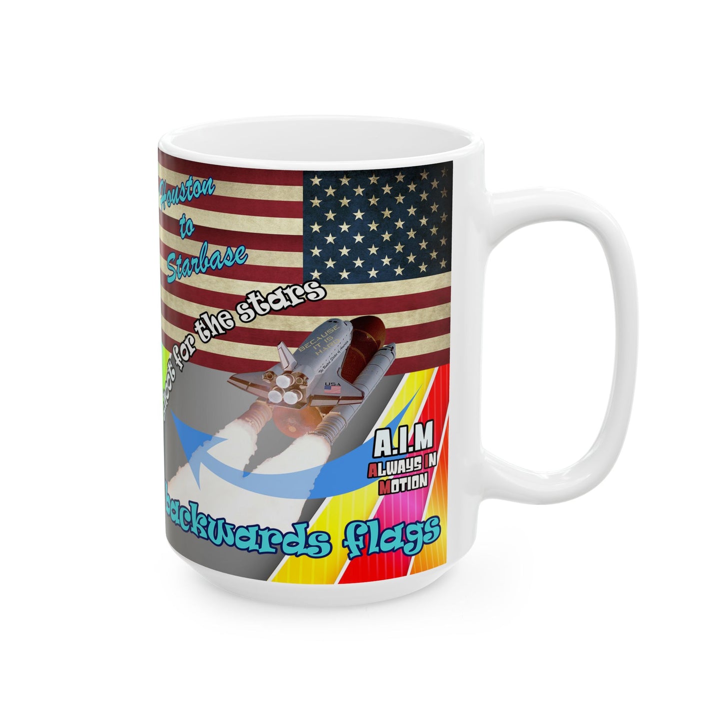 shoot for the stars - White Mug (rainbow split)