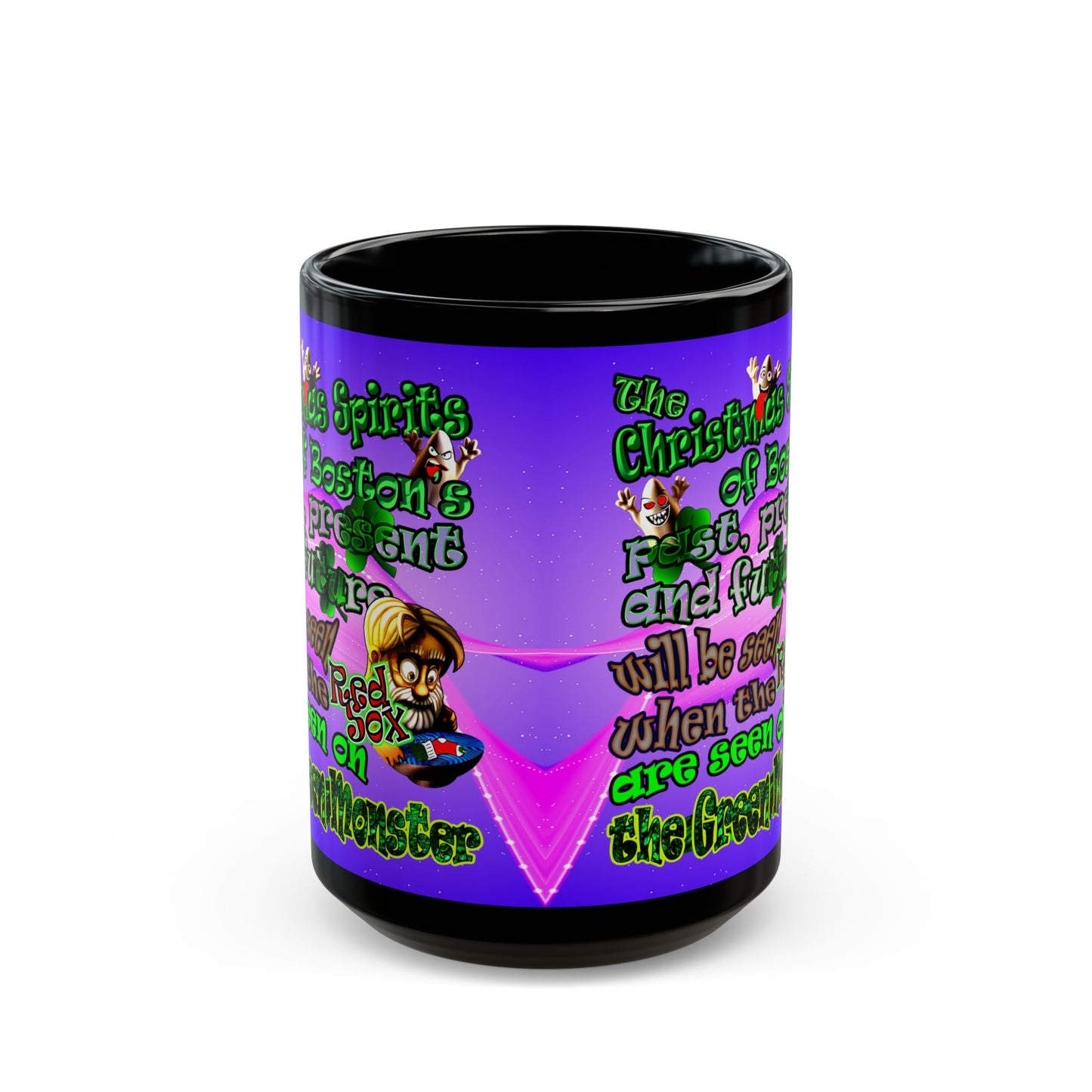christmas spirits of boston - Black Mug (purple-pink wave)