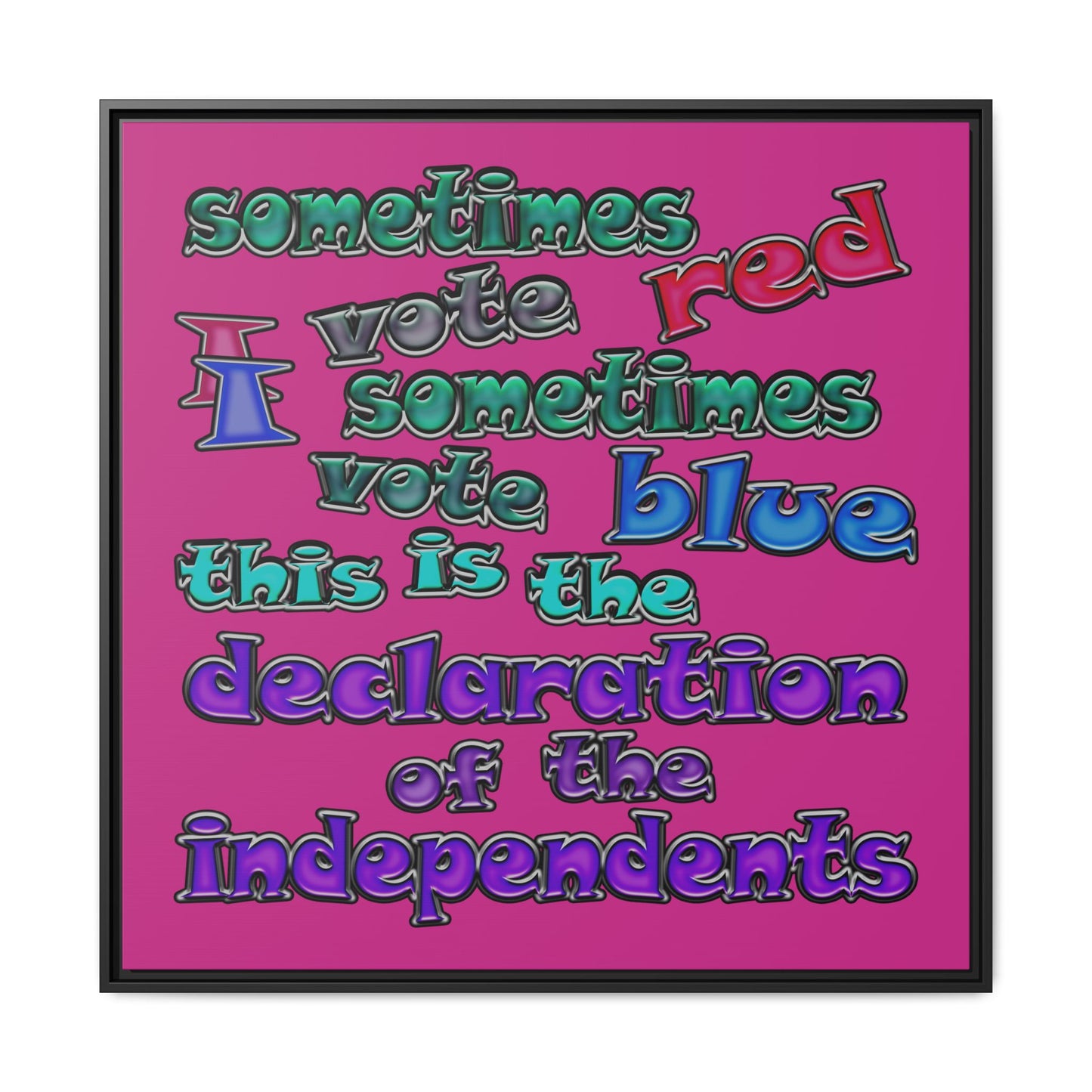 declaration of the independents - framed canvas art (pink)