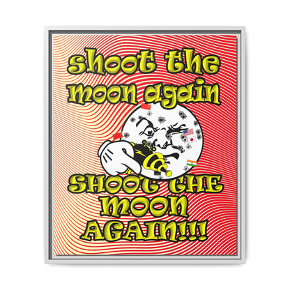 shoot the moon again - framed canvas art (yellow-orange wave)