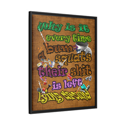 the bum's shit - framed canvas art (brown papyrus)
