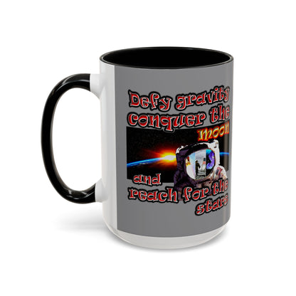 defy conquer reach - Accent Mug (grey)