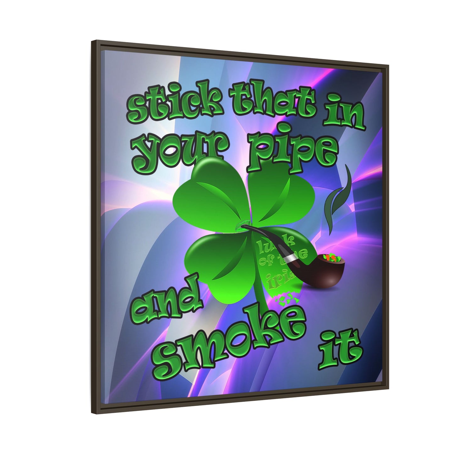 stick that in your pipe and smoke it - framed canvas art (grey-pink wave)