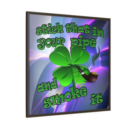 stick that in your pipe and smoke it - framed canvas art (grey-pink wave)
