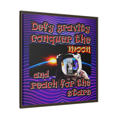 defy conquer reach - framed canvas art (purple wave)
