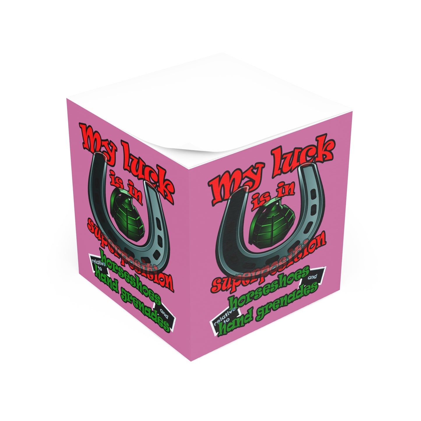 my luck - note cube (light pink)