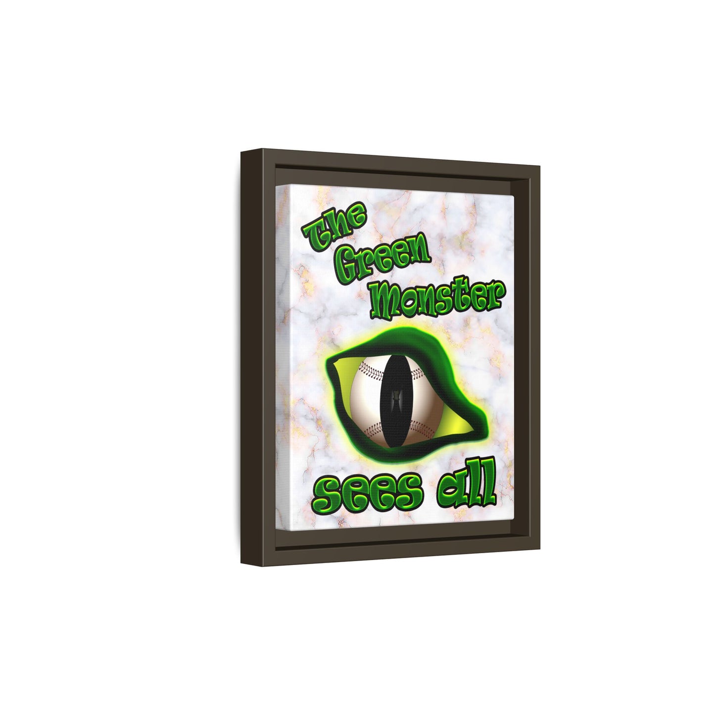 green monster - framed canvas art (white marble)