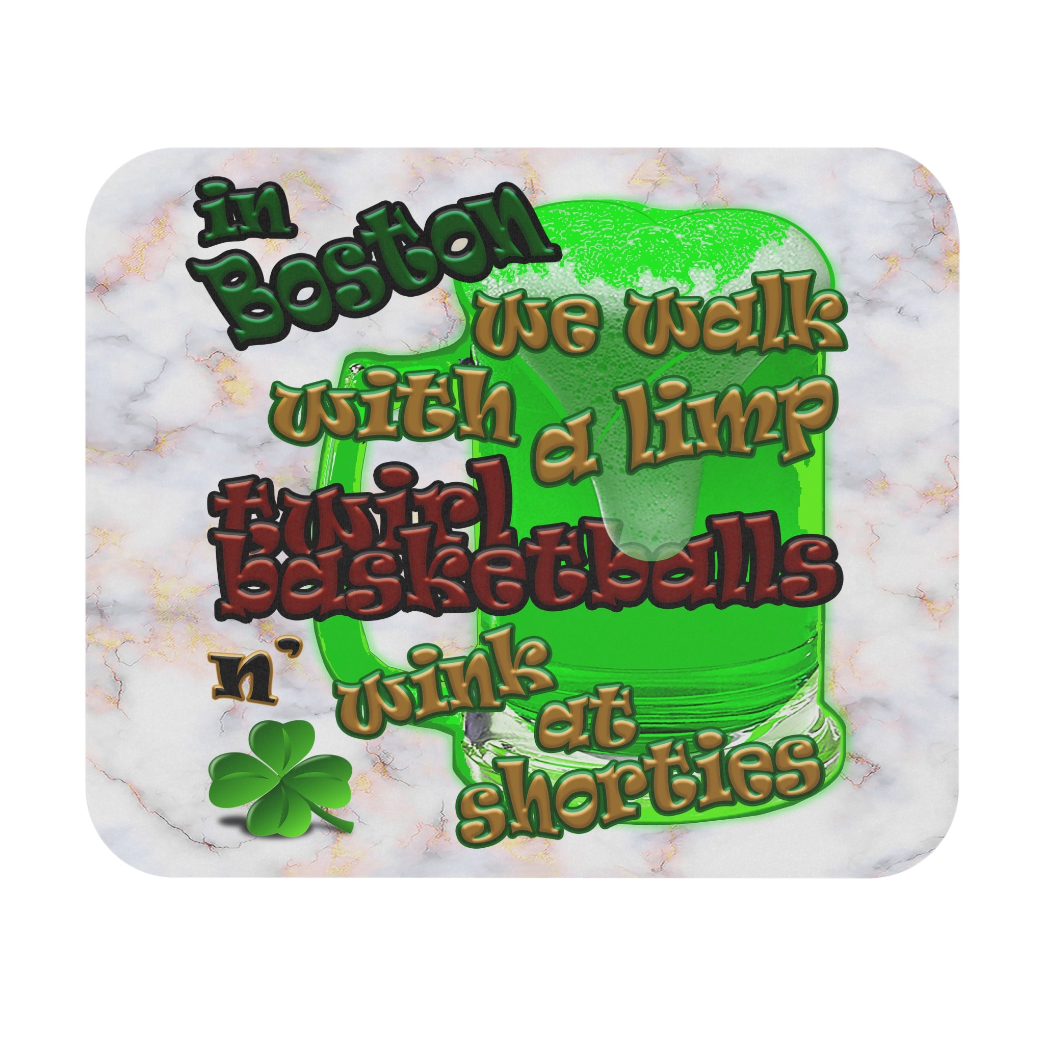 celtics logo - Mouse Pad (Rectangle) (white marble)