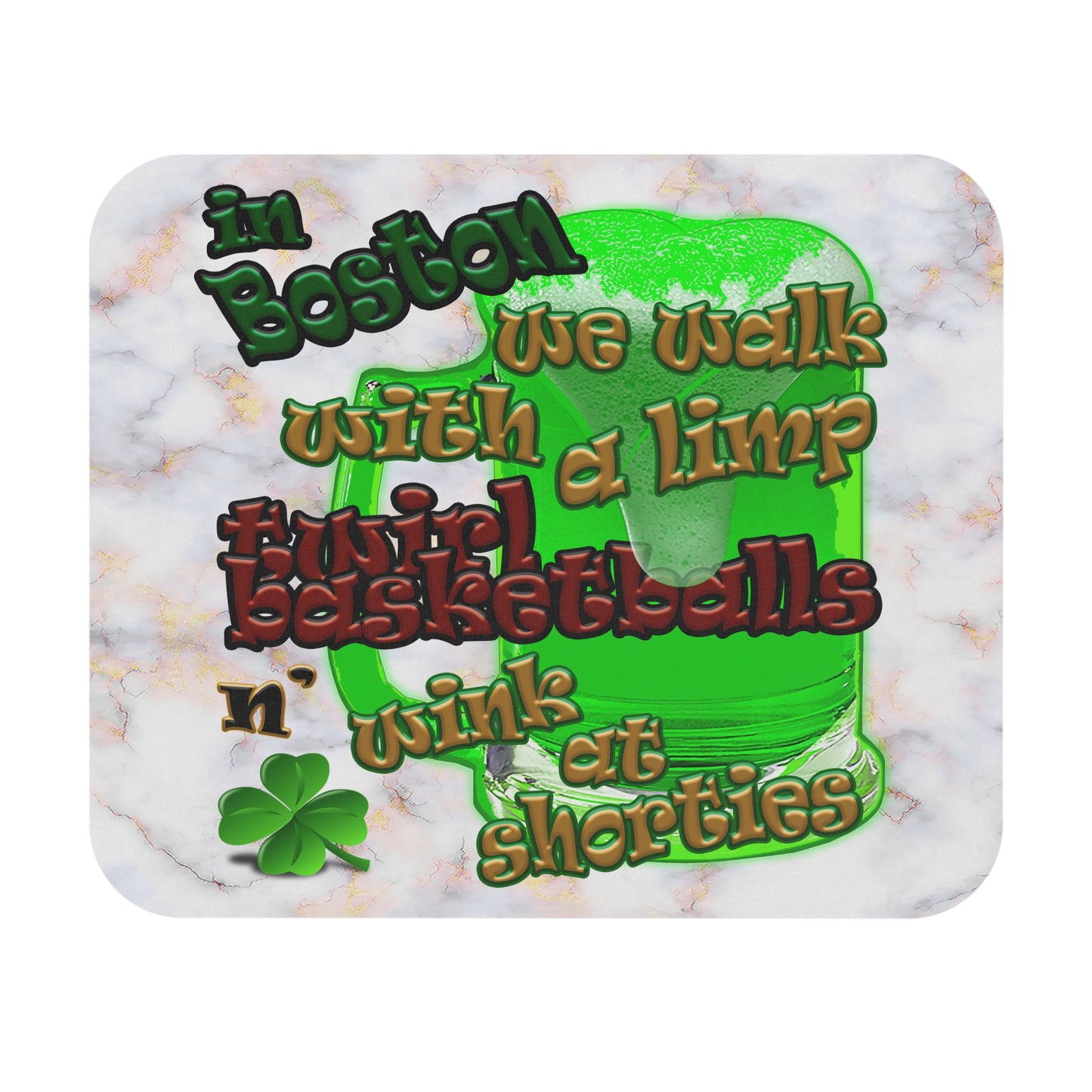 celtics logo - Mouse Pad (Rectangle) (white marble)