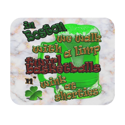 celtics logo - Mouse Pad (Rectangle) (white marble)