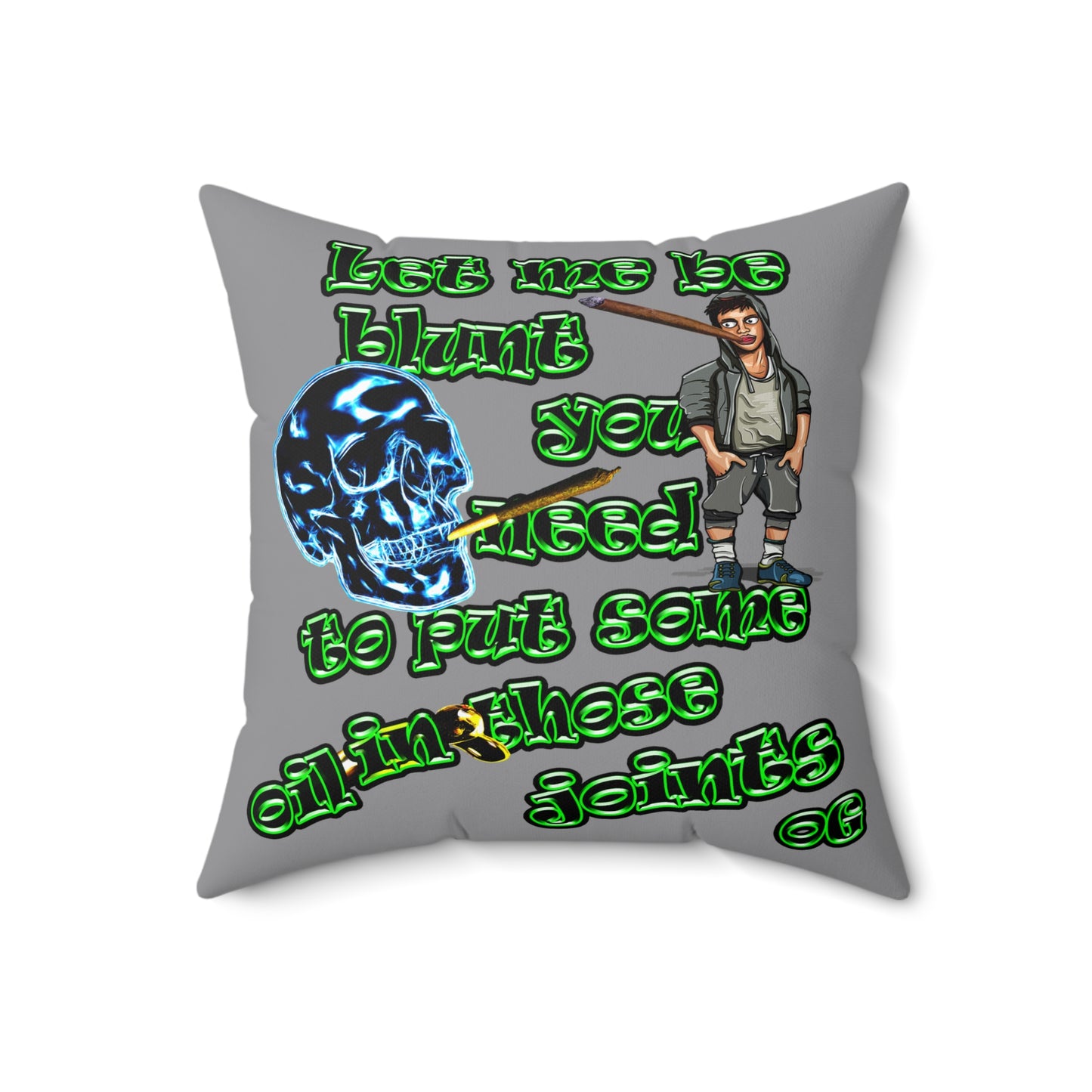 og - Spun Polyester Square Pillow - (grey)