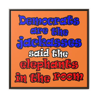 donkeys and elephants - framed canvas art (crusta)