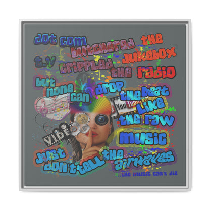 drop the beat - framed canvas art (dark grey)