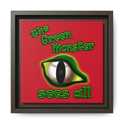 green monster - framed canvas art (dark red)
