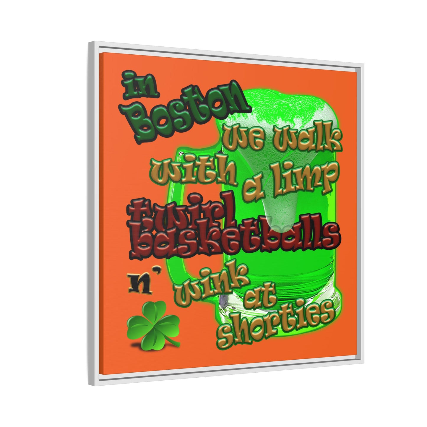 celtics logo - framed canvas art (orange)