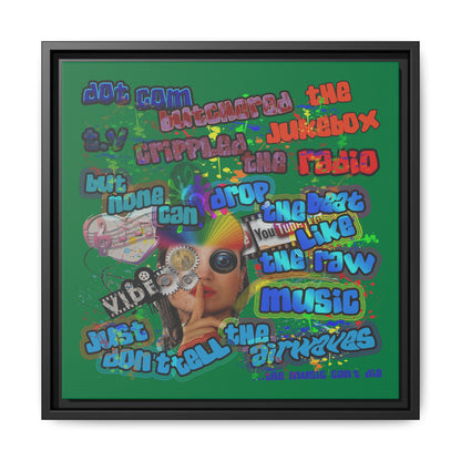 drop the beat - framed canvas art (dark green)