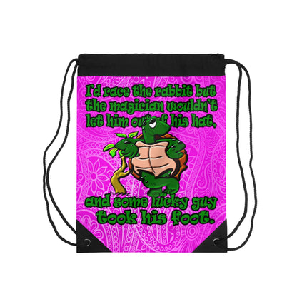 turtle race - Drawstring Bag (pink swirl)